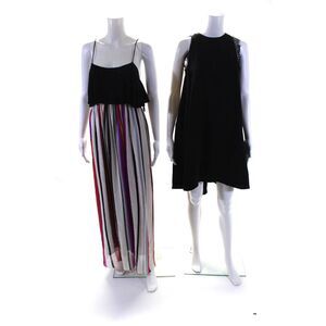 Elle Lauri Womens Cotton Textured Striped Layered Dresses Black Size M L Lot 2